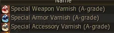 Tipos de Varnish: arma, armadura y joya