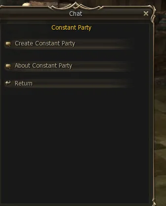 Constant Party menu with the Create Constant Party and About Constant Party options