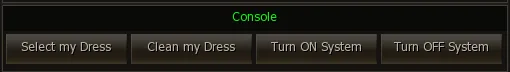 Opciones Select, Clean y Turn ON/OFF del sistema Dressme