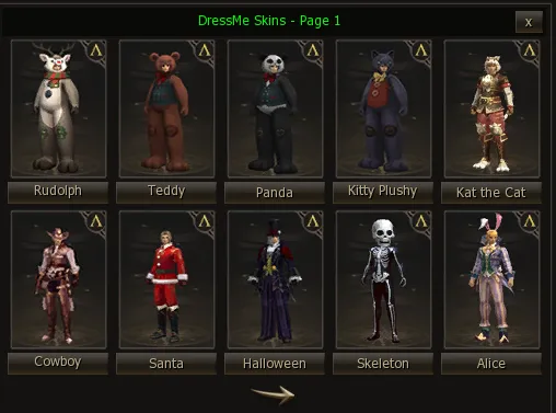 Personaje con una skin del sistema Dressme aplicada