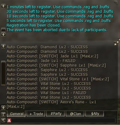 Chat and system message window grouped together at the bottom left