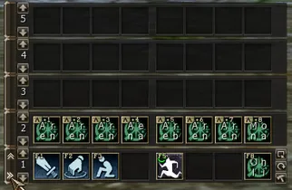Shortcut bar with 8 slots per row