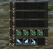 Shortcut bar with 4 slots per row