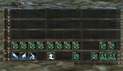Transparency panel below the shortcut bar with the slider at 72 %