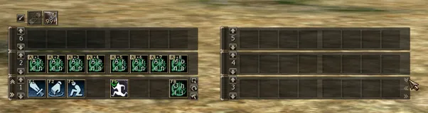 Pointer over the ↓ arrow on the bottom row of the split-off group
