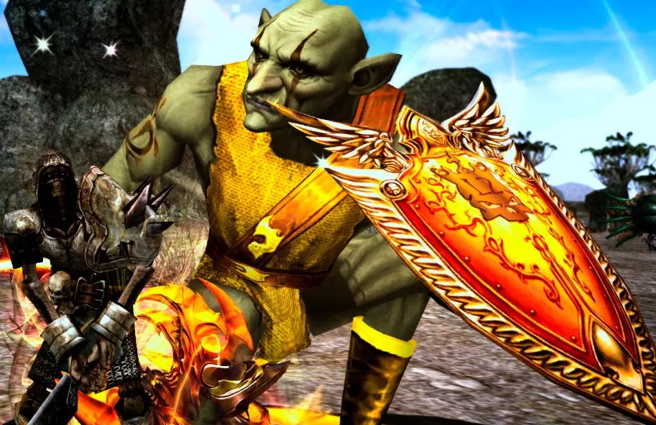 A Goblin Ghoul with its golden shield and one of its escort knights