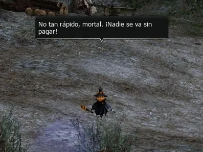 Jack o' Lantern diciendo: No tan rápido, mortal. ¡Nadie se va sin pagar!