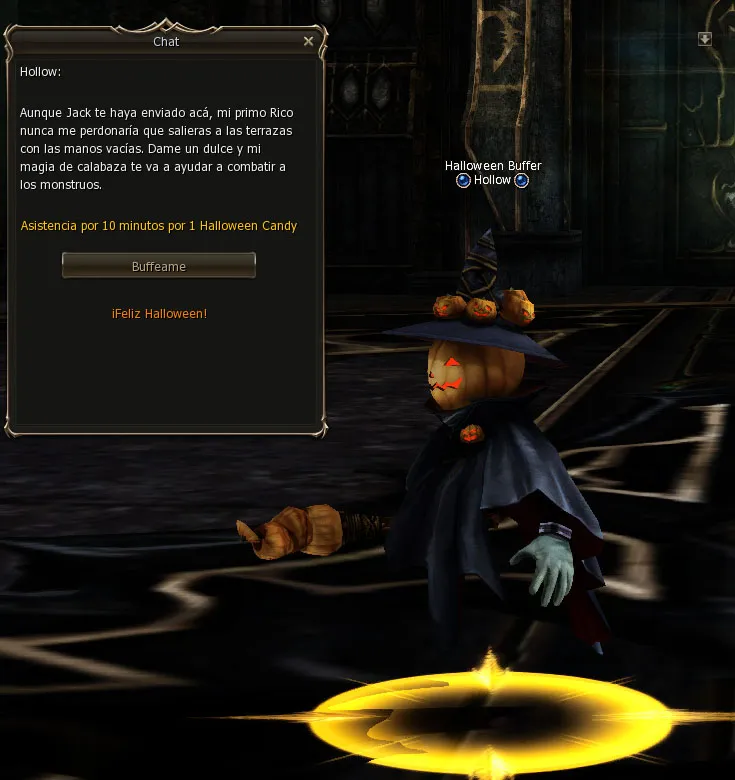 Hollow, el Halloween Buffer, con su ventana para pedir los buffs