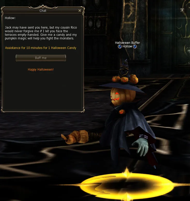 Hollow, the Halloween Buffer, with his buff window