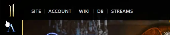 Links bar of the Top layout in Classic mode: Site, Account, Wiki, DB, Streams