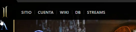 Barra de accesos de la distribución Superior en modo Clásico: Sitio, Cuenta, Wiki, DB, Streams