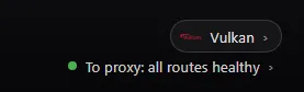 Vulkan chip and the status To proxy: all routes healthy
