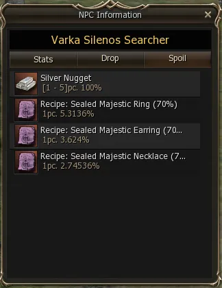Spoil tab of the NPC Information window
