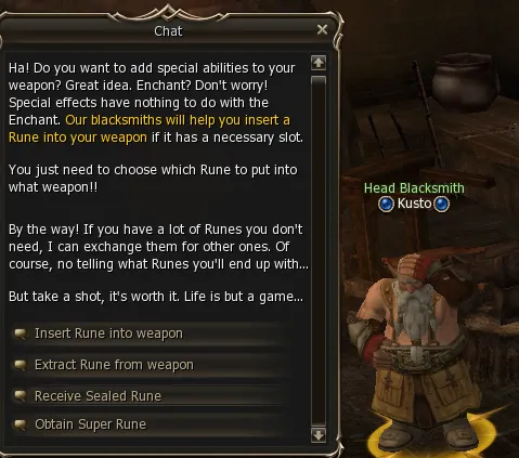 NPC BlackSmith para gestionar runas