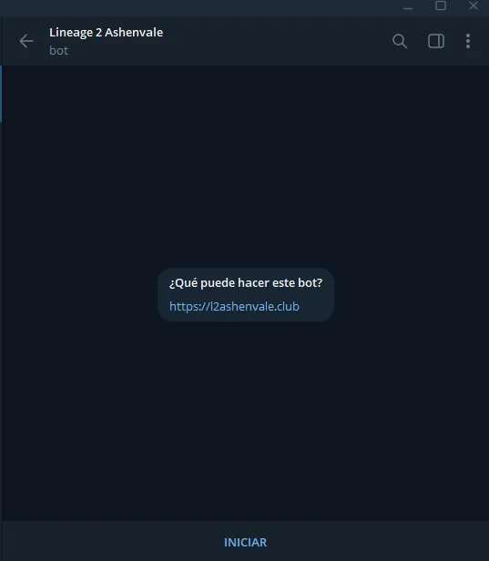 Botón iniciar del bot