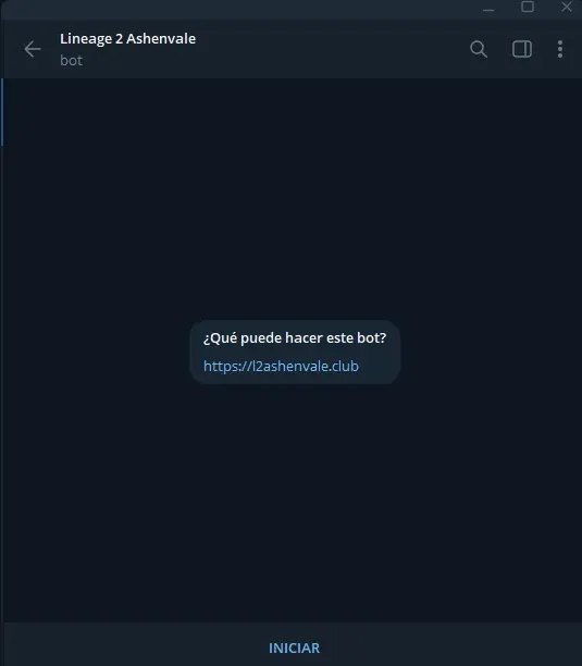 Bot chat with the Start button at the bottom