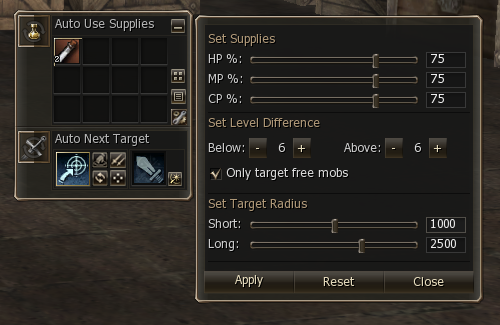 Auto Farm interface with the settings panel open